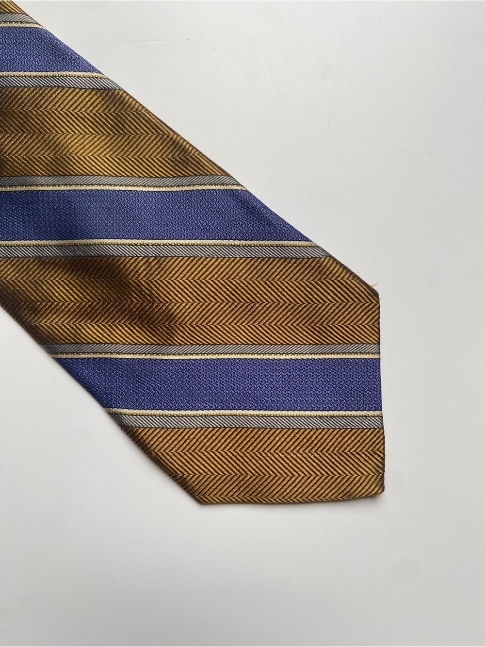 Robert Talbott Blue and Gold Striped Silk Tie